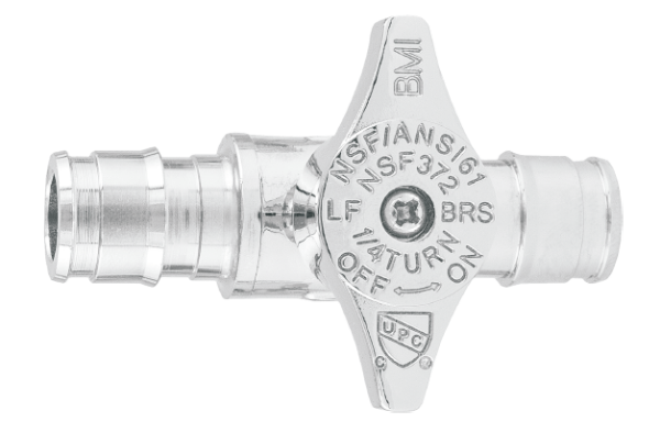 BMI 09104 1/2"EXP x 1/2"EXP Straight Stop - Chrome Plated Valve - 1/4 Turn - Lead Free
