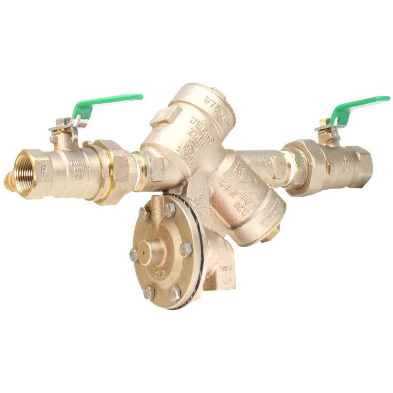 Zurn Wilkins 1-975XL2U 1" Reduced Pressure Principle Assembly Backflow Preventer With UNION BALL VALVES Lead-Free