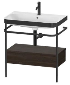 Duravit HP4742O6969 HAPPY D.2 PLUS C-BONDED VANITY KIT WITH SINK AND METAL CONSOLE BRUSHED WALNUT