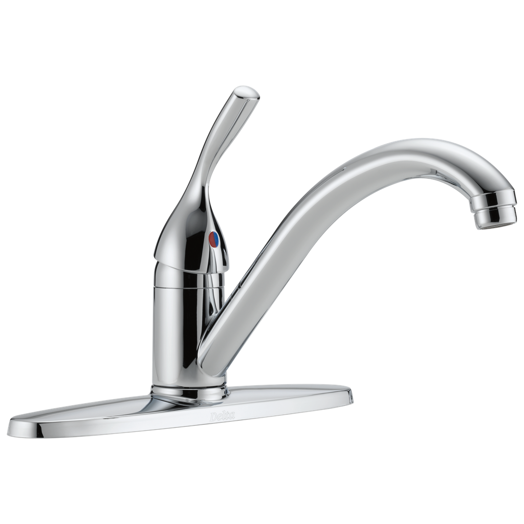 Delta 100-Dst Classic Single Handle Kitchen Faucet Less Sidespray Chrome