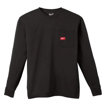 MILWAUKEE 606B-2X 2XL HEAVY DUTY POCKET LONG SLEEVE T-SHIRT BLACK