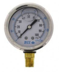 Boshart PG25-100-GNL 2-1/2" 0-100PSI NO-LEAD LIQUID FILLED PRESSURE GAUGE 1/4"LM