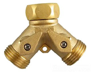 Boshart BG-202V-12 2WGHV 2 WAY "Y" GARDEN HOSE VALVE, 3/4"FHT INLET, 3/4"MHT OUTLETS, 1/4 TURN BALL VALVE SHUT-OFFS.