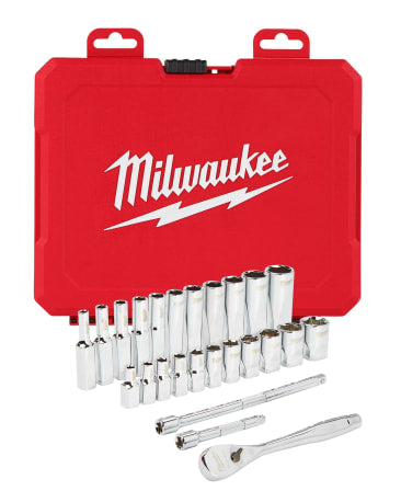 MILWAUKEE 48-22-9404 1/4 DRIVE 26PC RAT & SOCKET SET - SAE