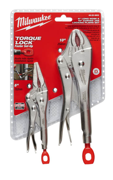 MILWAUKEE 48-22-3602 2PC 10 CRVD JAW/6 LNG NOSE LCKNG PLIERS