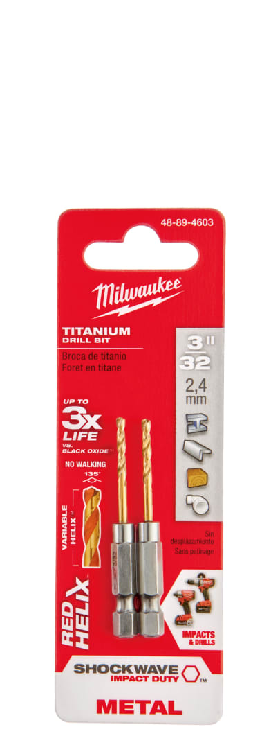 MILWAUKEE 48-89-4603 3/32IN TITANIUM SHOCKWAVE 2PK