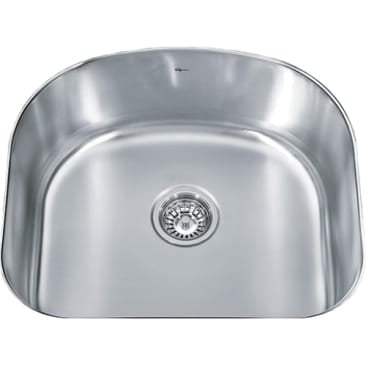 Kindred KIL NX2123U-9 18GA SGL D-BOWL UNDRMNT SINK SATIN-MIRROR