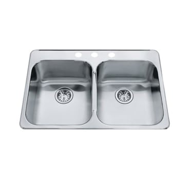 Kindred KIL QDL2031-7-3 DOUBLE BOWL 3-HOLE SS SINK