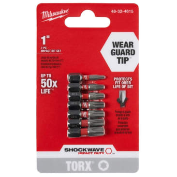 MILWAUKEE 48-32-4615 SHOCKWAVE 7PC TORX 1IN INSERT BIT SET