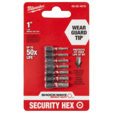 MILWAUKEE 48-32-4619 7PC SHOCKWAVEHEX SECURITY BIT SET