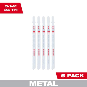 MILWAUKEE 48-42-5166 JIG SAW BL METAL 24T 5-1/4L (5/PK)