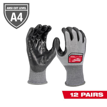 MILWAUKEE 48-73-8744B XXL CUT 4 HI-DEXTERITY GLOVES(12 PAIR)