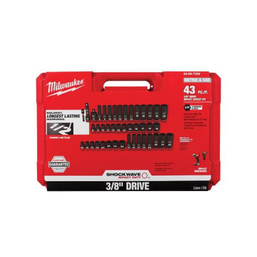 MILWAUKEE 49-66-7009 43PCSHOCKWAVE 3/8DRV SAE/MTRC SCKT SET