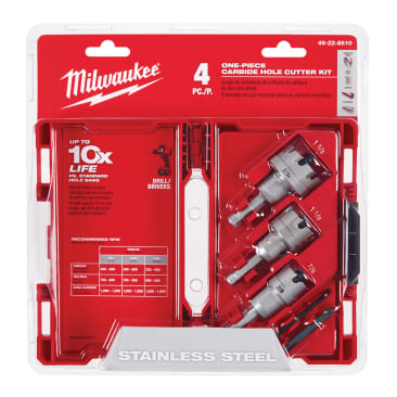 MILWAUKEE 49-22-8610 ONE-PIECE CARBIDE HOLE CUTTER KIT 4PC