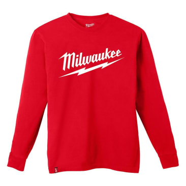 MILWAUKEE 608R-S SML HEAVY DUTY LOGO LONG SLV T-SHIRT RED