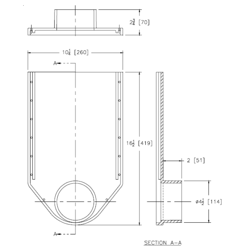 Zurn P882-E4 4" No-Hub End Outlet for Z882 12" Wide Trench Drain