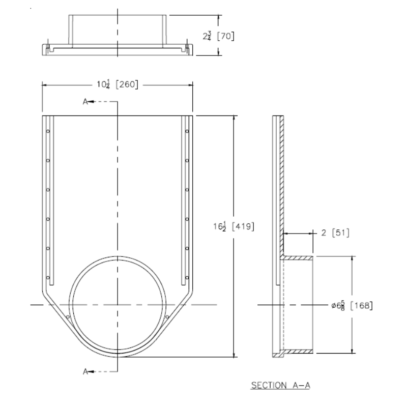 Zurn P882-E6 6" No-Hub End Outlet for Z882 12" Wide Trench Drain