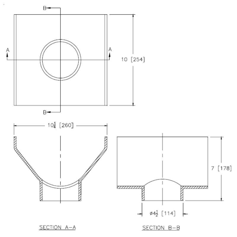 Zurn P882-U4 4" No-Hub Bottom Outlet for Z882 12" Wide Trench Drain