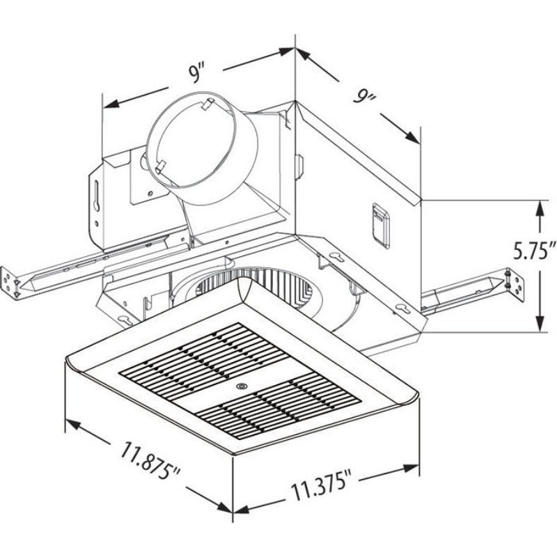 CFM TF100-EC Ventilador de baño tranquilo con conducto de 4", motor EC de varias velocidades, 50-80-100 CFM 