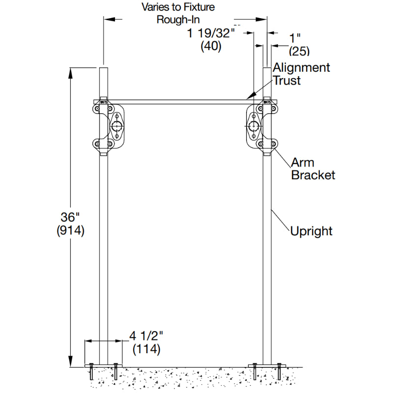 Watts WCA-411 - Floor Mounted Lavatory Carrier with Concealed Arms IMG 4