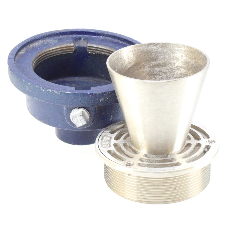 Zurn ZN211-5BE-P Non-Membrane Funnel Floor Drain w/ Medium Duty Round Nickel Bronze Strainer and 4" Round Funnel