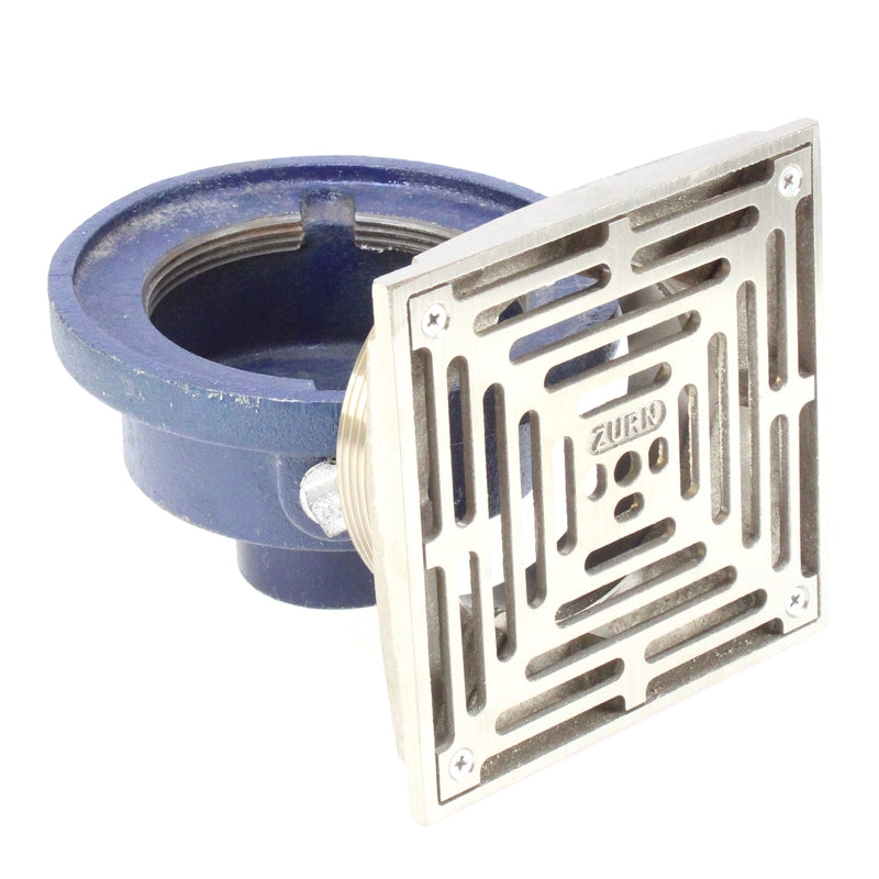 Zurn ZN211-Y-P Non-Membrane Floor Drain w/ Medium Duty Square Nickel Bronze Strainer