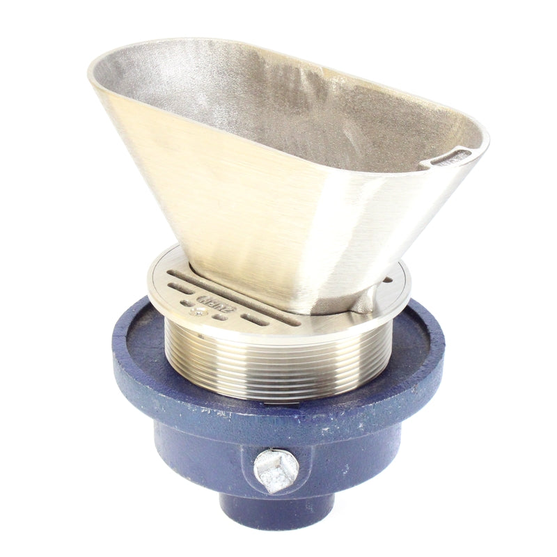 Zurn ZN211-BF-P Non-Membrane Funnel Floor Drain w/ Medium Duty Round Nickel Bronze Strainer and 3-1/2" x 9" Oval Funnel