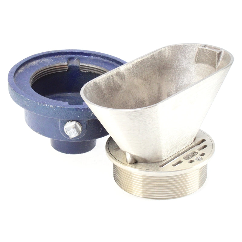 Zurn ZN211-BF-P Non-Membrane Funnel Floor Drain w/ Medium Duty Round Nickel Bronze Strainer and 3-1/2" x 9" Oval Funnel