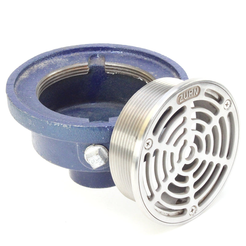 Zurn ZS211-5B-P Floor Drain w/ 5" Round Stainless-Steel Strainer, Cast Iron Body