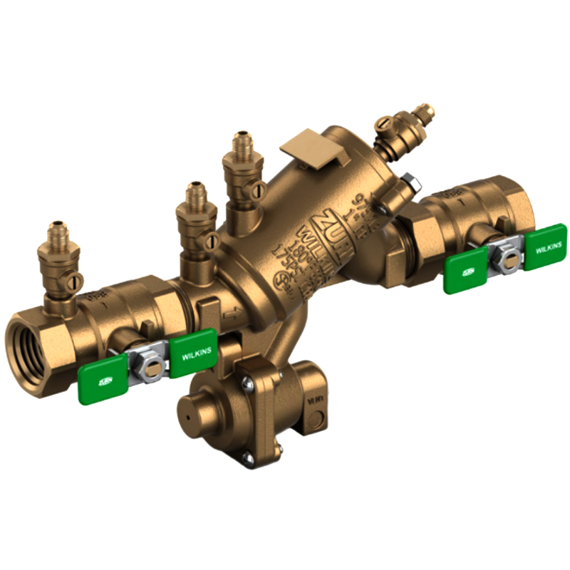 Zurn Wilkins 1-975XL3 1" Lead-Free Reduced Pressure Principle Assembly Backflow Preventer, Compact Design and Short Lay Length