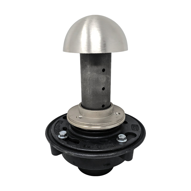 Zurn Z350 | ZB350 | ZN350 Drenaje del área de plantación, cúpula de bronce, tubo vertical de acero inoxidable, ajustable con collar de abrazadera 