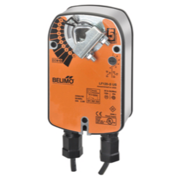 Belimo LF24-SR-S Damper Actuator, 35 in-lb [4 Nm], Spring return, AC/DC 24 V, Modulating, 1 x SPDT, 2...10 V