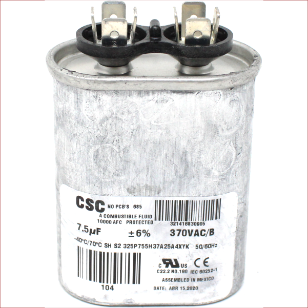 Coleman 02420045700 Single Oval Run Capacitor, 7MFD, 370V