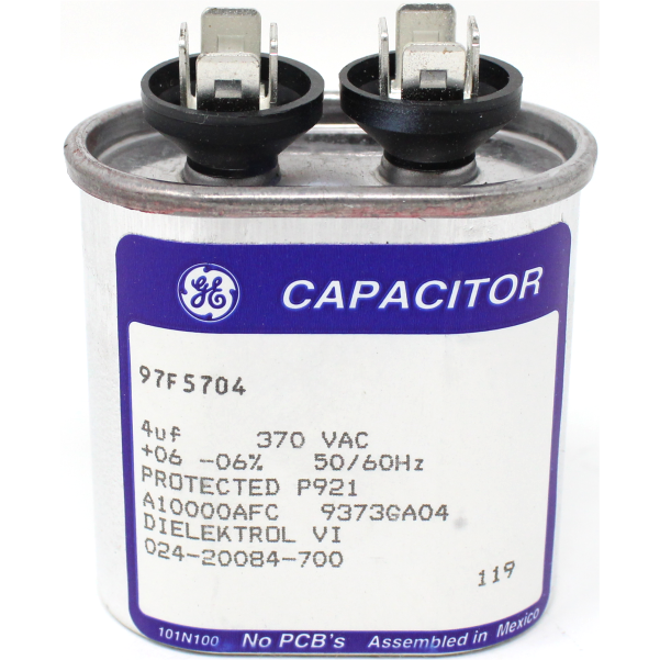 YORK 02420084700 Single Oval Run Capacitor, 4MFD, 370V