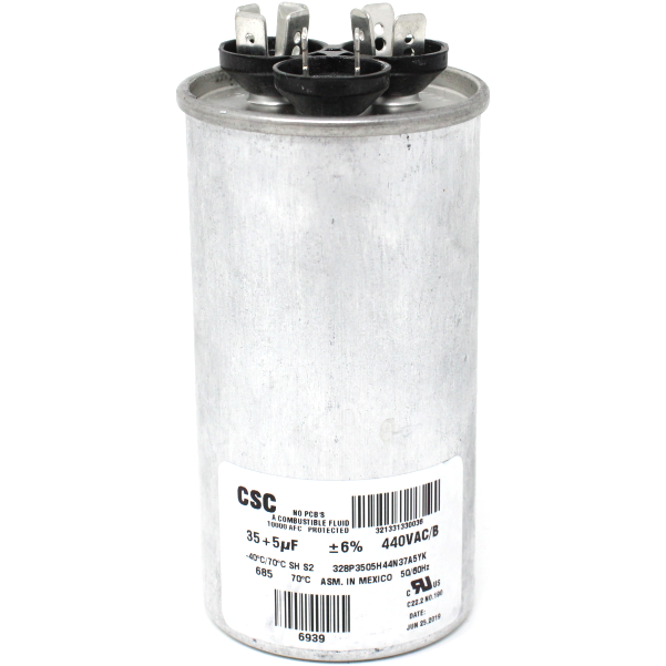 Coleman 02425859700 Round Dual Run Capacitor, 35/5MFD, 440V