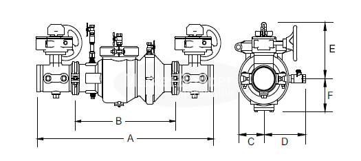 Zurn Wilkins 212-350ABG 2-1/2" Double Check Valve Assembly (DCVA) Supervised Grooved Butterfly Valves Lead-Free