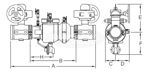 Zurn Wilkins 212-375ABG 2-1/2" Reduced Pressure Principle Assembly (RP) Supervised Grooved Butterfly Valves Lead-Free