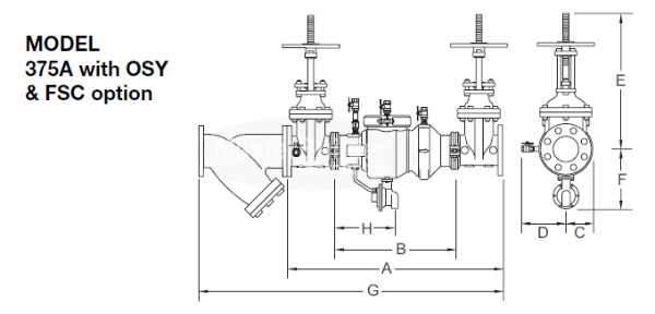 Zurn Wilkins 212-375AOSY 2-1/2" Reduced Pressure Principle Assembly (RP) OS&Y Lead-Free