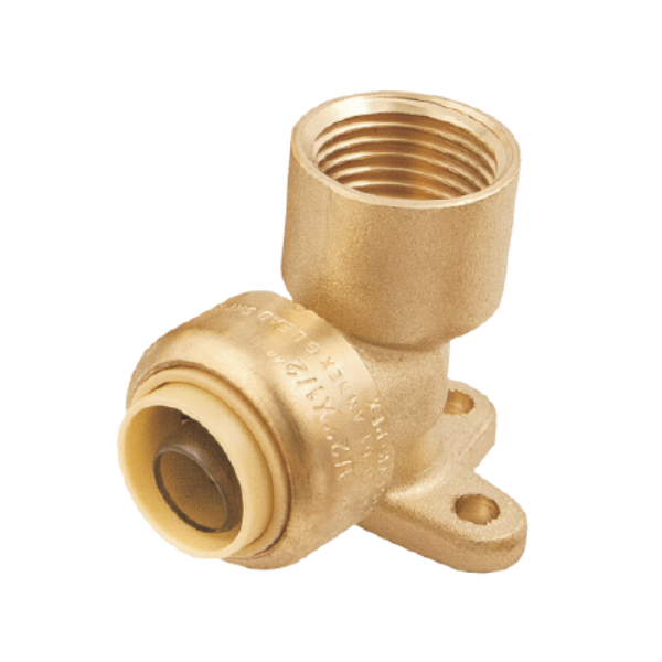 BMI 1/2" Brass Push-Fit x FIPS 90 Degree Dropear Elbow Fitting Item 38399 