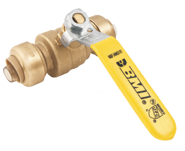 BMI 1" Brass Push-Fit Ball Valve Fitting Item 38606