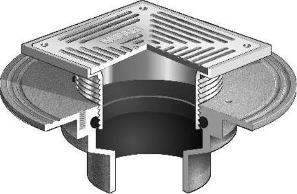 Mifab C1100-S-5-3 Floor Cleanout with 5" Square Heavy-Duty Stainless Steel Top