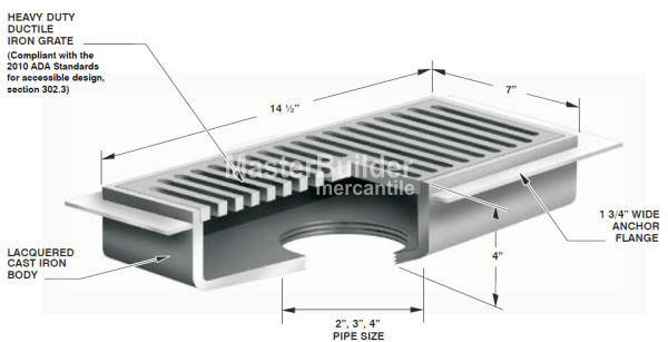 MIFAB F1760-FL 7” X 15” Heavy-Duty Gutter Drain with Anchor Flange