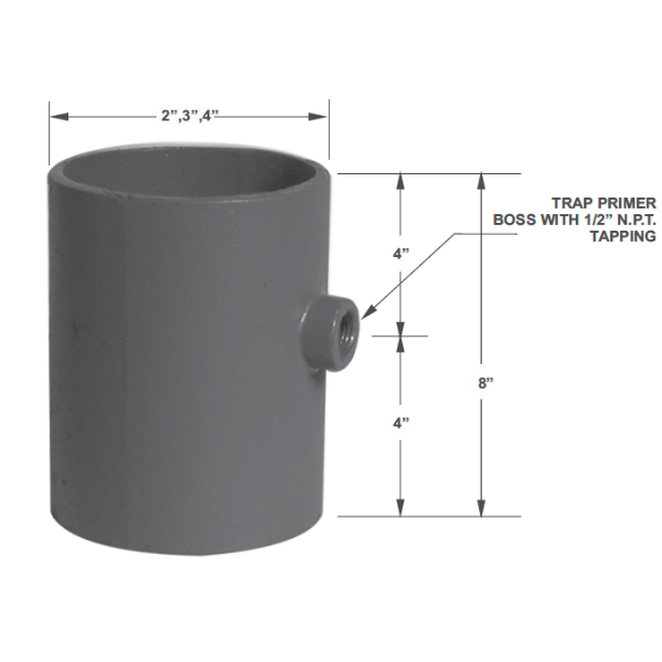 MIFAB MI-600-50 Series Cast Iron P-Trap Seal Primer Connector