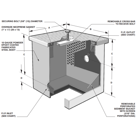 MIFAB MI-SOLID-L Interceptor de sólidos de acero fabricado de gran capacidad 