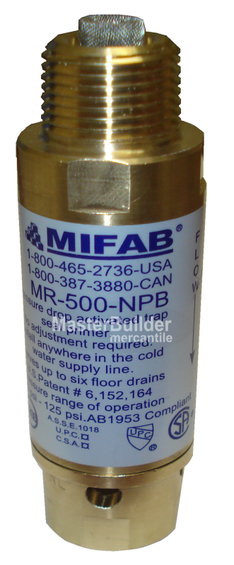 MIFAB M-500 Series Pressure Drop Activated Trap Seal Primer