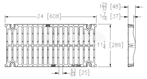 Zurn P12-DGC 12" x 24" Ductile Cast Iron Slotted Grating