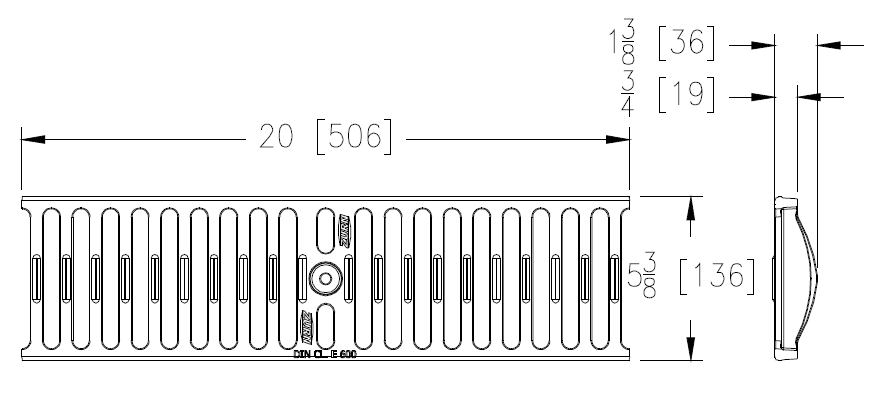 Zurn P6-DGE 6" Wide Ductile Iron Slotted Grate Class E