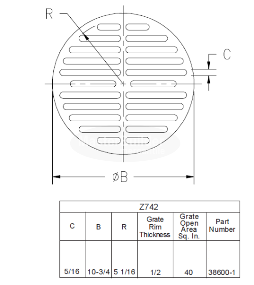 Zurn Z742-GRATE Replacement Round Floor Drain Grate for Z742 Series Floor Drain