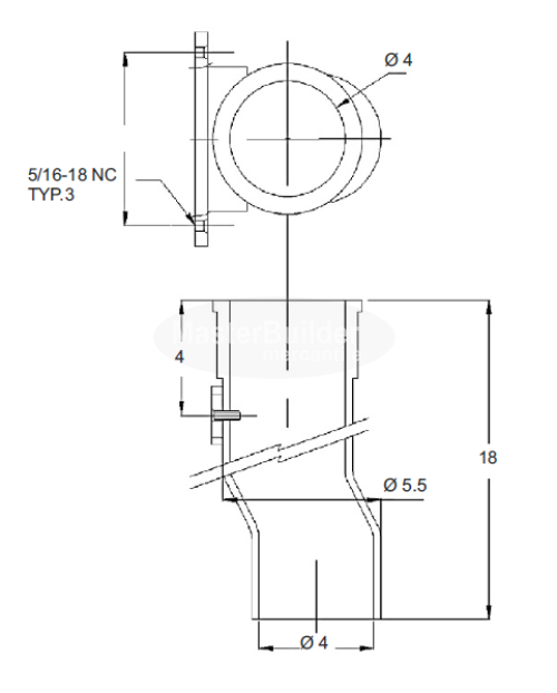 MIFAB R1530 4" Round Cast Iron Downspout Boot w/ Wall Securing Clamp and Hardware