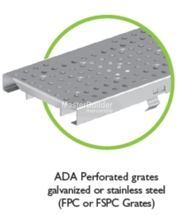 MIFAB T1500N-3-FSPC FILCOTEN Drenaje de zanja de hormigón reforzado con fibra de 6" de ancho con riel inoxidable y rejilla perforada de acero inoxidable, canal neutro 